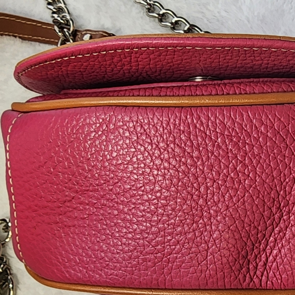 VALENTINA Saddle Leather Shoulder Bag Pink/Tan/Made in Italy EUC - Picture 5 of 17